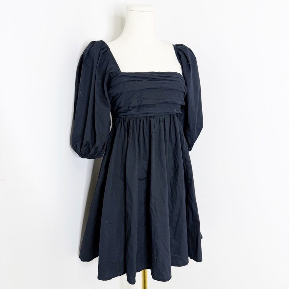 Abercrombie & Fitch Navy Puff-Sleeve Mini Dress - Picture 2 of 6
